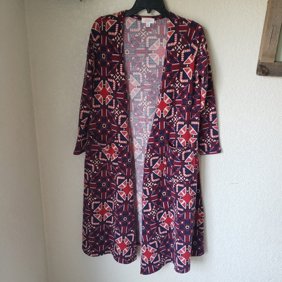 LuLaRoe Colorful Aztec Geo Sarah Duster Cardigan Size S - Picture 1 of 8